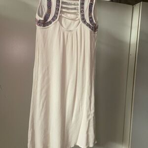 Embroidery Accents White Gauze Mini Dress ;Hippie/Boho💓